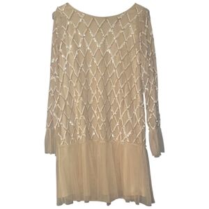 NWT Little Mistress Diamond Sequin Mini Dress Ivory US Size 14